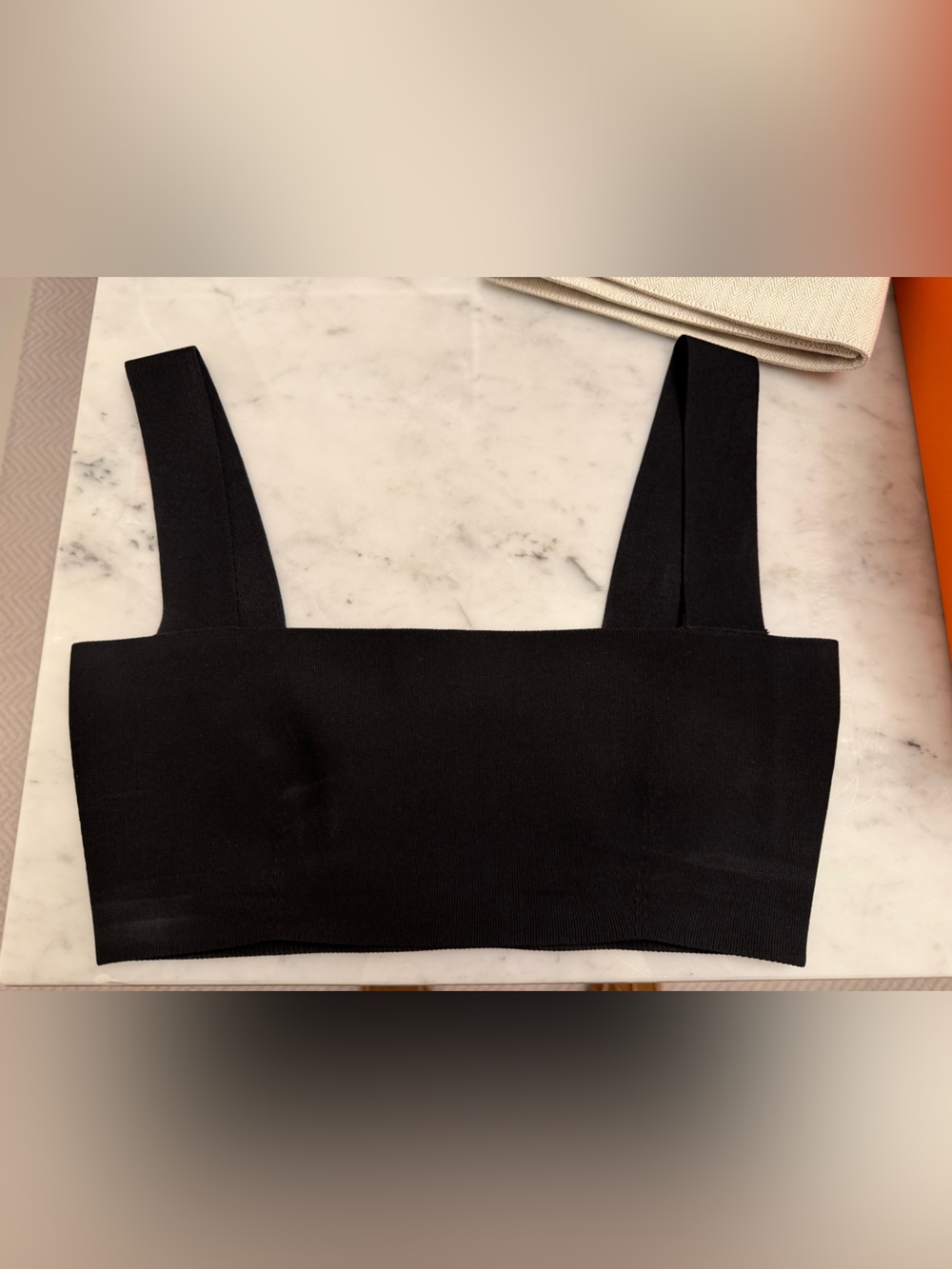 Victoria Beckham Black Ribbed Waistband Top- size 6